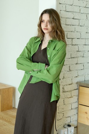 컬러 코튼 시스루셔츠_GREEN