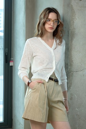 코튼 시스루 브이가디건_IVORY