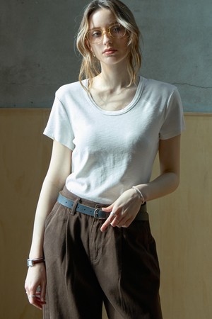 텐셀 코튼 유넥티셔츠_WHITE