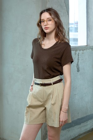 텐셀 코튼 유넥티셔츠_BROWN