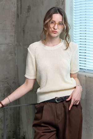 컬러 스카시 라운드니트 CREAM