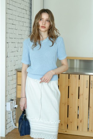 컬러 스카시 라운드니트 BLUE