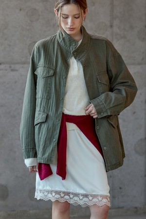 하이넥 헤링본 필드자켓 KHAKI