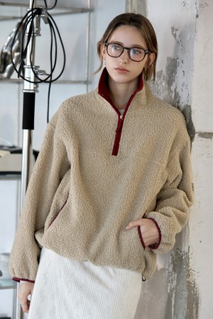 위켄드 컬러 플리스 하프집업 BEIGE