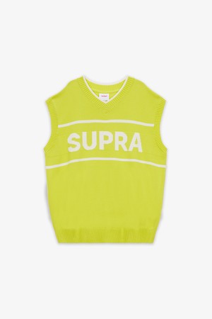 SUPRA LOGO V NECK KNIT VEST NEON(옐로우)(공용)_YELLOW-a