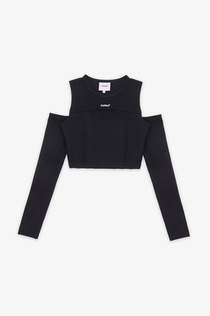 SUPRA WOMENS CUT OFF LONG SLEEVE BLACK(블랙)(여성)_BLACK-a