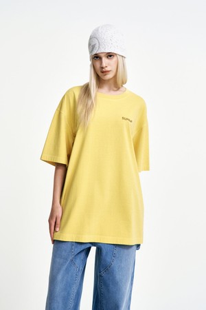 가먼트다잉 반팔 티셔츠(옐로우)(공용)_YELLOW-a