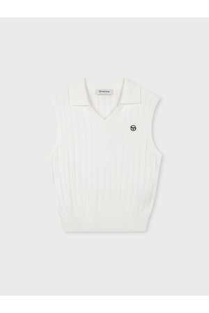 W 슬리브리스 폴로 스웨터 베스트_WHITE-a
