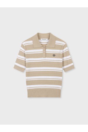W FRESCA KNIT 케이블 반팔 폴로_BEIGE-a