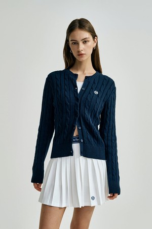 W 케이블 니트 가디건 (Navy)
