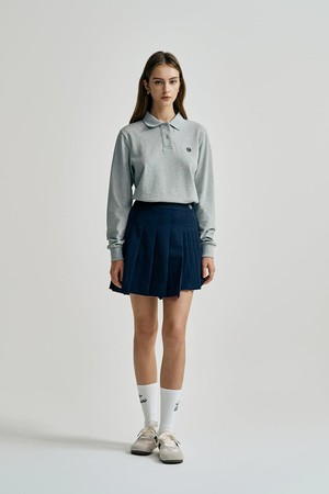 W TR 언발란스 플리츠 스커트 (Navy)