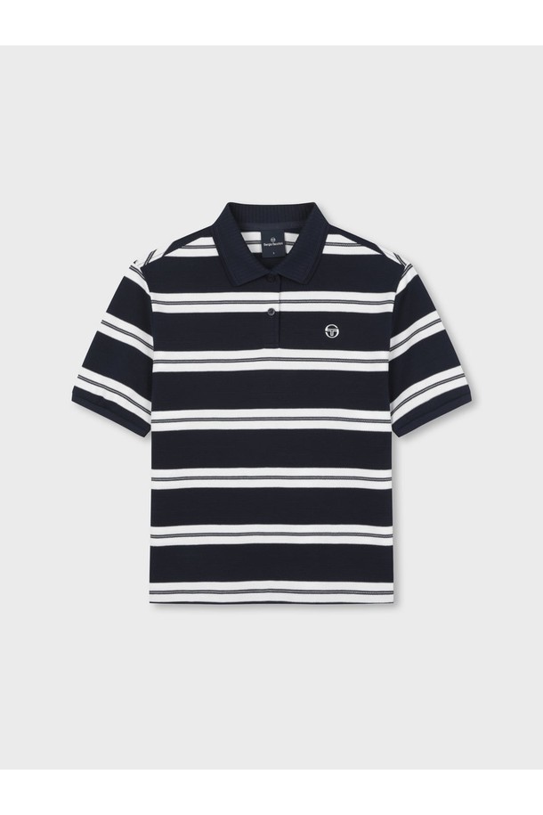 W 스트라이프 반팔 폴로_NAVY-a