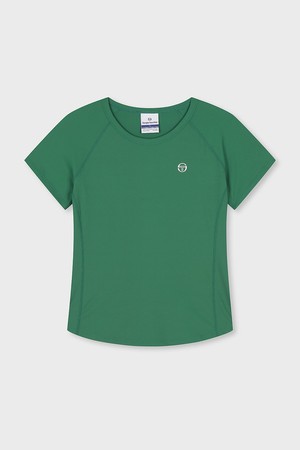 W 립 슬림핏 반팔 티셔츠_GREEN-a