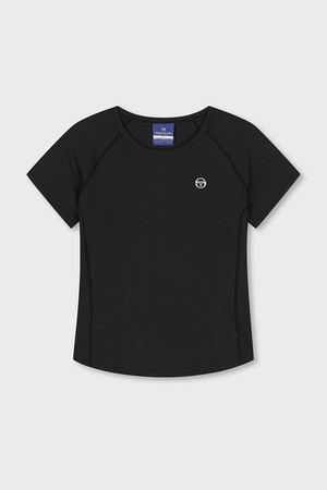 W 립 슬림핏 반팔 티셔츠_BLACK-a