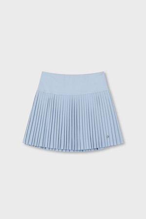 W 하이웨이스트 우븐 플리츠 스커트_BLUE-a