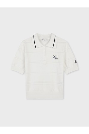 W FRESCA KNIT 스트라이프 반팔 폴로_WHITE-a