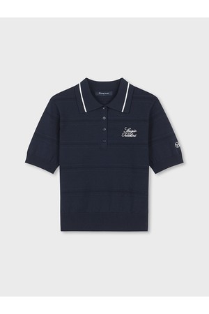 W FRESCA KNIT 스트라이프 반팔 폴로_NAVY-a