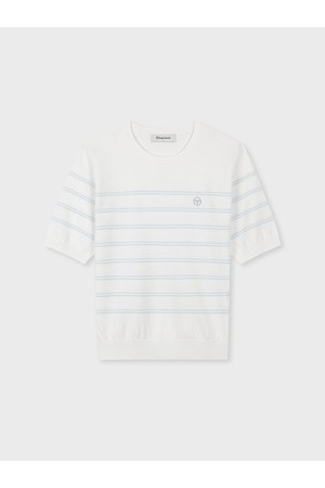 W FRESCA KNIT 스트라이프 반팔_WHITE-a