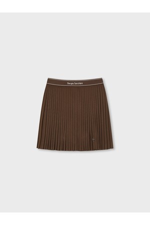 W 타키니 플라잉 잔플리츠 스커트_BROWN-a