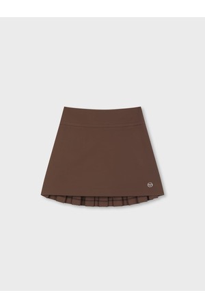 W 타키니 플라잉 백플리츠 스커트_BROWN-a