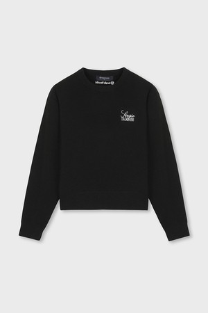 W 라운드 스몰로고 스웨터 (Black)_BLACK-a