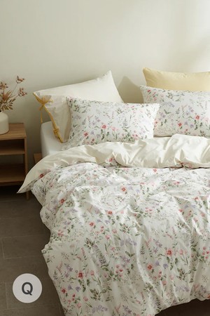 [소프라움앤] 에델 플라워 60수 고밀도 바이오워싱 이불커버 퀸(아이보리)