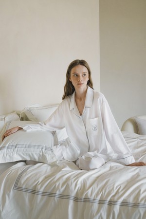 [w] 사르르 긴팔 파자마 세트 화이트