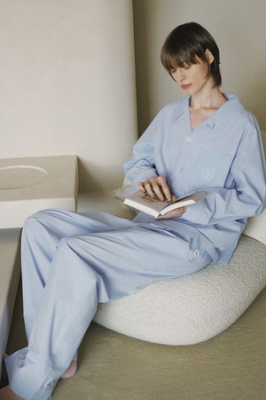 [m] 원마일 워싱 긴팔 파자마 세트 블루