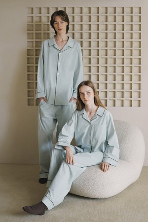 [w] 원마일 워싱 긴팔 파자마 세트 민트