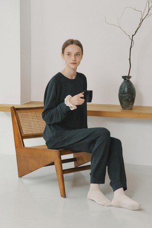 [w] 져지 이지웨어 긴팔 파자마 세트 차콜