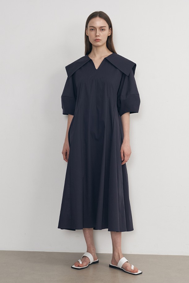 NEBELEVERYWEAR - 반소매 원피스 - [16차 재입고] SAILOR COLLAR DRESS_NAVY