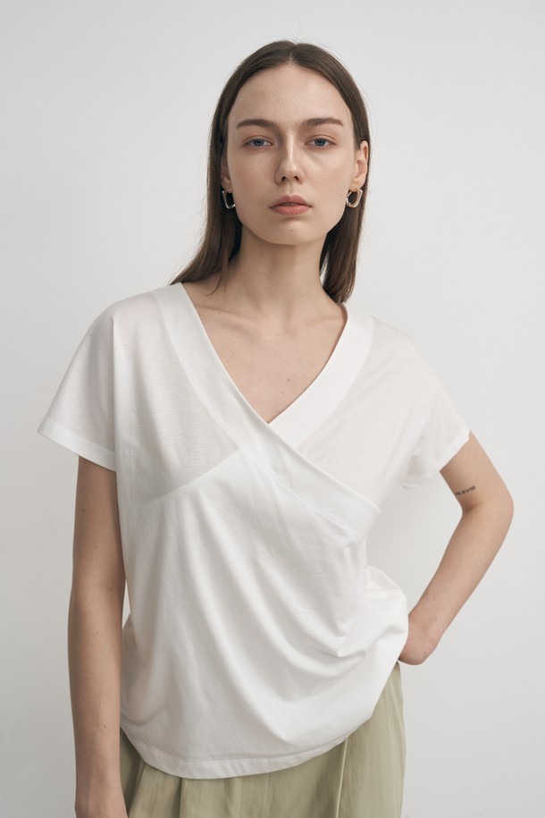 NEBELEVERYWEAR - 반소매 티셔츠 - DOUBLE SIDE SILKET COTTON TEE_WHITE