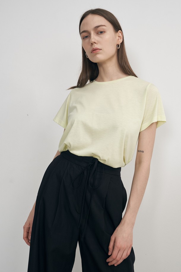 NEBELEVERYWEAR - 반소매 티셔츠 - SILK BASIC TEE_LEMON