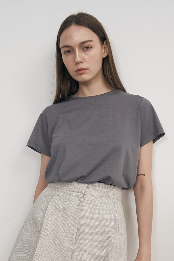 NEBELEVERYWEAR - 반소매 티셔츠 - SILK BASIC TEE_GRAY