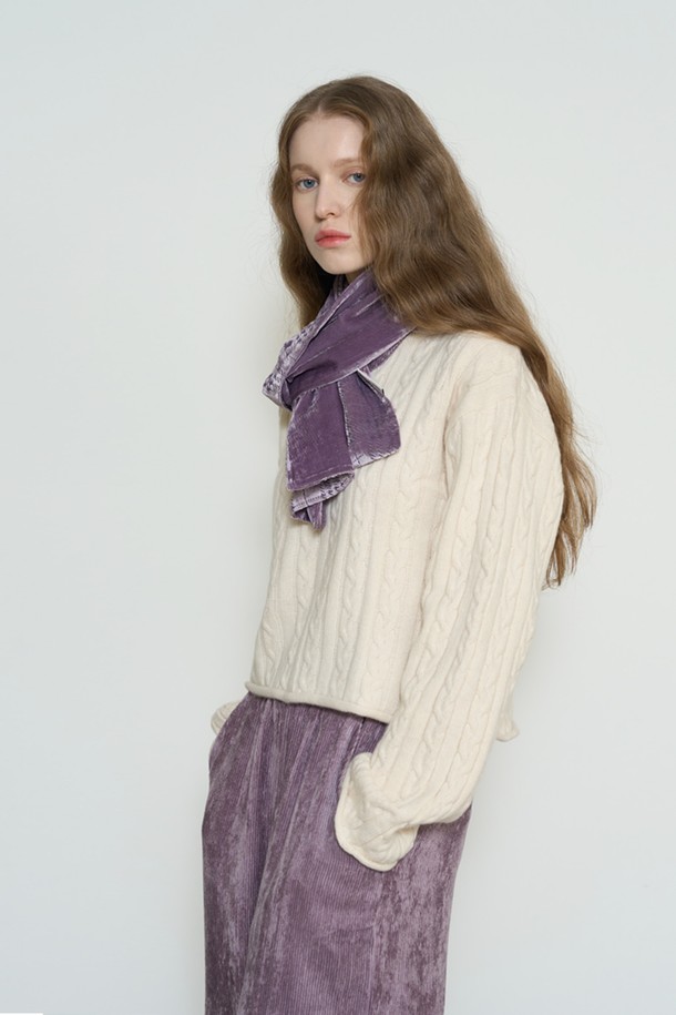 NEBELEVERYWEAR - 스웨터 - WOOL CABLE CROP KNIT (3COL)