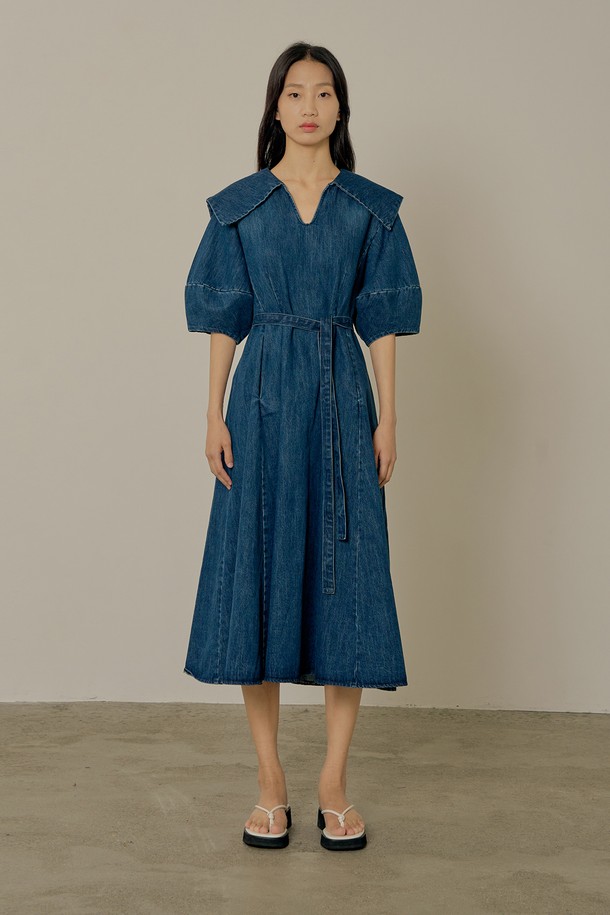 NEBELEVERYWEAR - 반소매 원피스 - Sailorcollar dress_dark blue