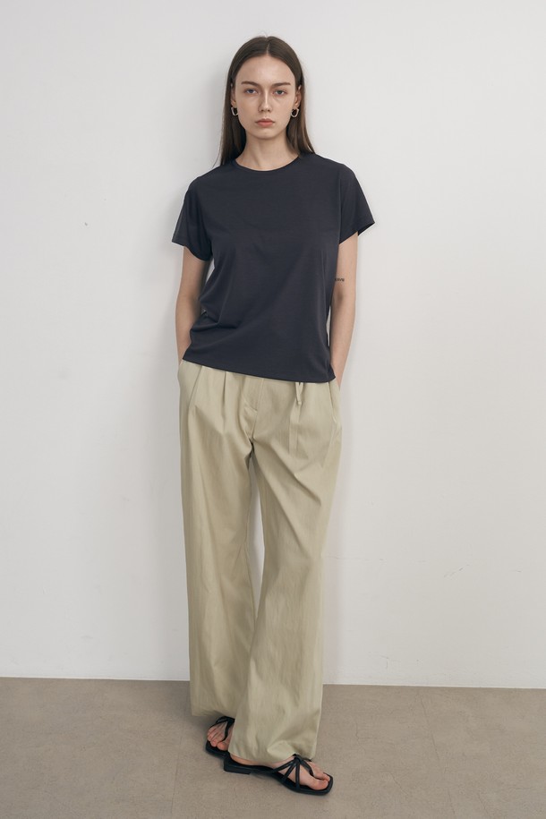 NEBELEVERYWEAR - 반소매 티셔츠 - SILK BASIC TEE_DEEP CHARCOAL