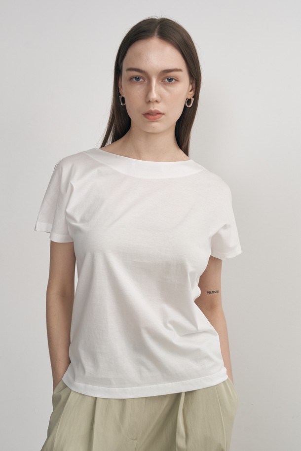 NEBELEVERYWEAR - 반소매 티셔츠 - DOUBLE SIDE SILKET COTTON TEE_WHITE