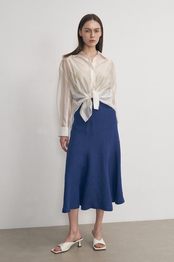 NEBELEVERYWEAR - 미디스커트 - LINEN MERMAID SKIRT_BLUE