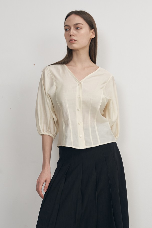 NEBELEVERYWEAR - 셔츠 - V BLOUSE_IVORY