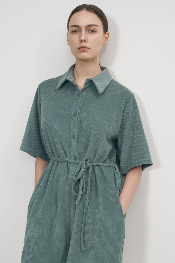 NEBELEVERYWEAR - 점프수트 - FRENCH TERRY RIB JUMPSUITE _ JADE GREEN