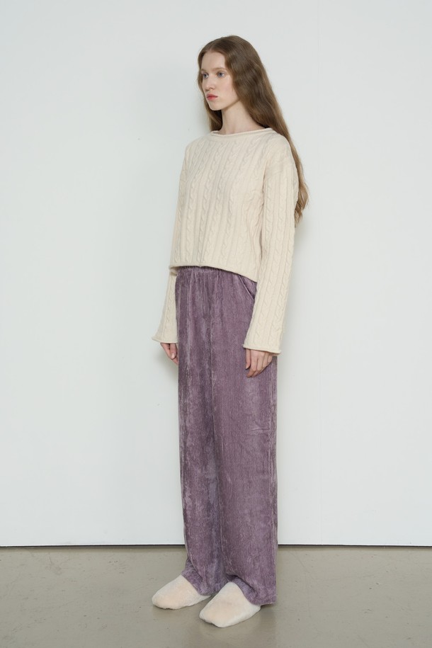 NEBELEVERYWEAR - 스웨터 - WOOL CABLE CROP KNIT (3COL)