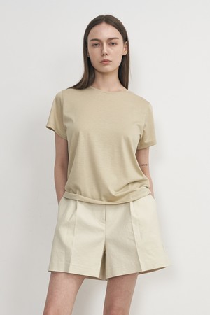 SILK BASIC TEE_OLIVE BEIGE