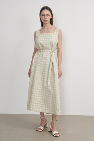 EMBO SLEEVELESS DRESS _ MINT CHECK