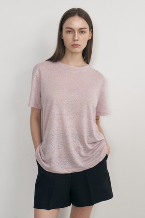 LINEN BASIC T-SHIRT _ PINK