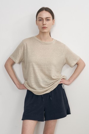 LINEN BASIC T-SHIRT _ BEIGE