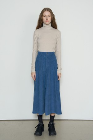 CORDUROY SLIT SKIRT (BLUE)