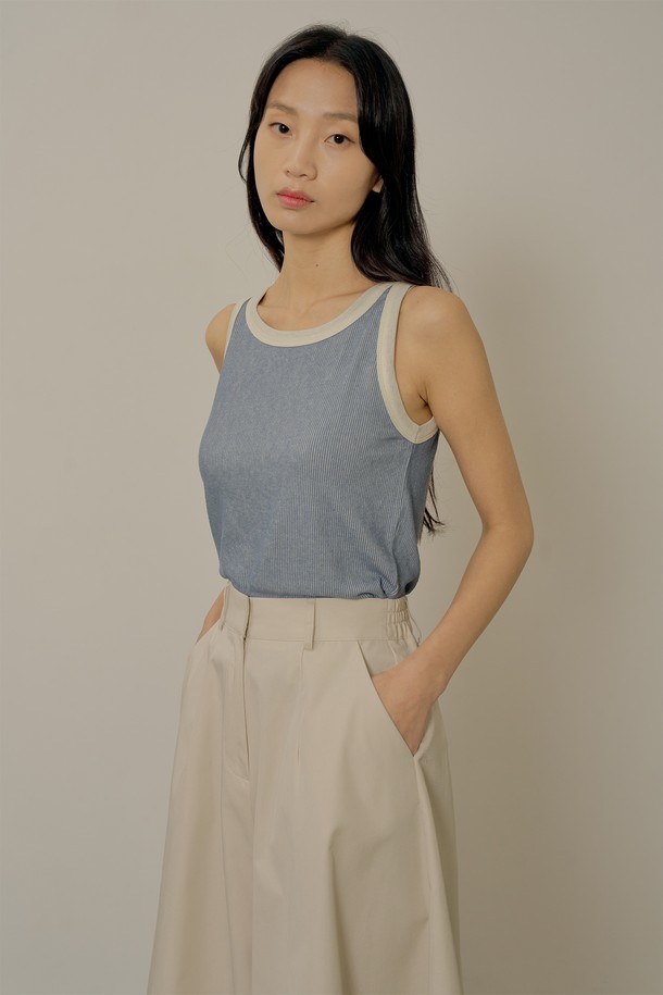 NEBELEVERYWEAR - 민소매티셔츠 - Combi sleeveless_light blue