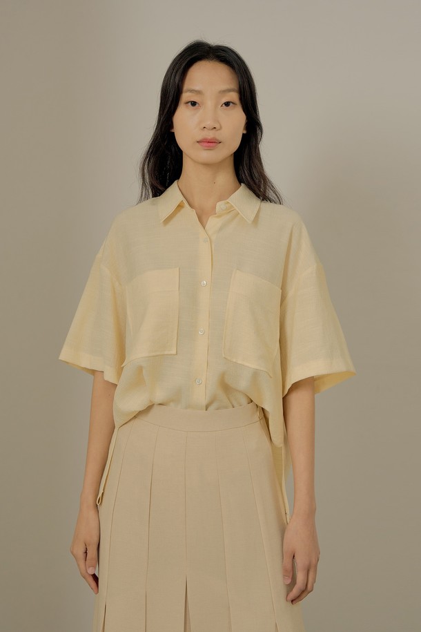 NEBELEVERYWEAR - 셔츠 - Wrinkle poket blouse_butter yellow