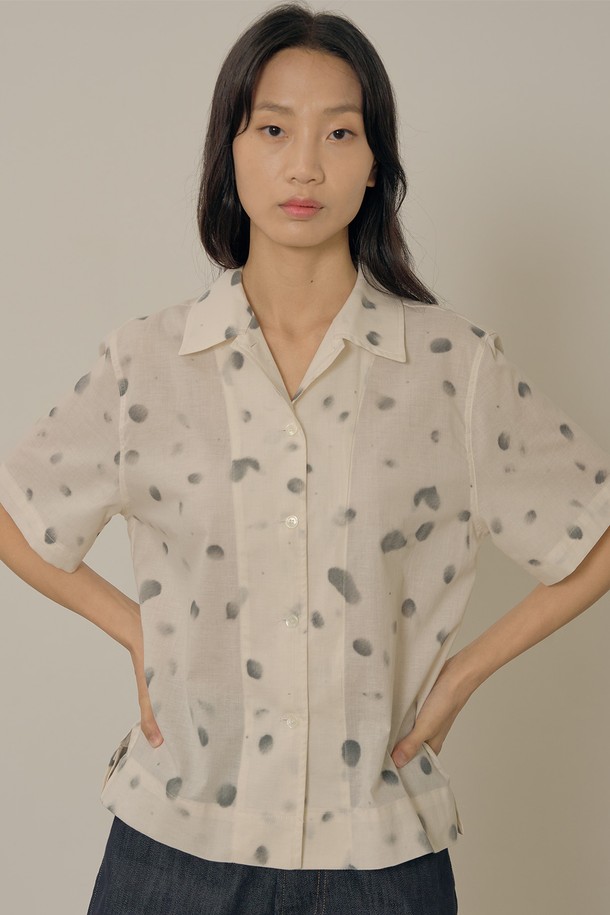 NEBELEVERYWEAR - 셔츠 - Dot cotton shirt_charcoal